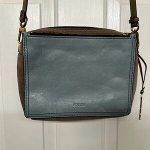 Fossil Gray and Brown Crossbody Bag